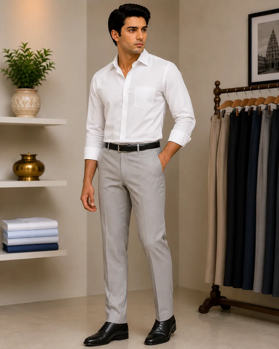 Formal Trouser worn by a model in the Cotton India showroom